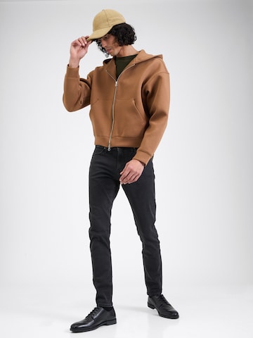 WEEKDAY Zip-Up Hoodie 'Simon' in Brown