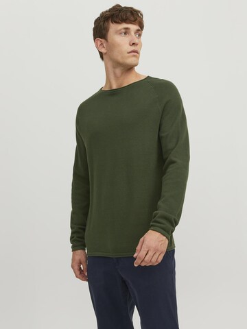JACK & JONES Klasický střih Svetr 'JJEHill' – zelená: přední strana