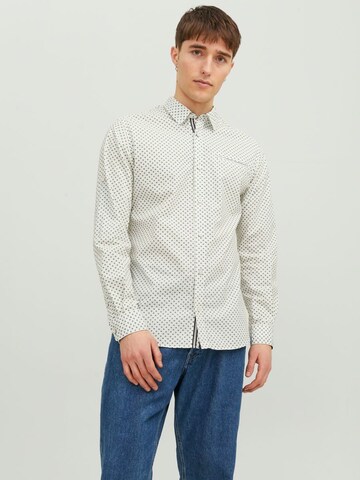 JACK & JONES Slim fit Button Up Shirt in Blue: front