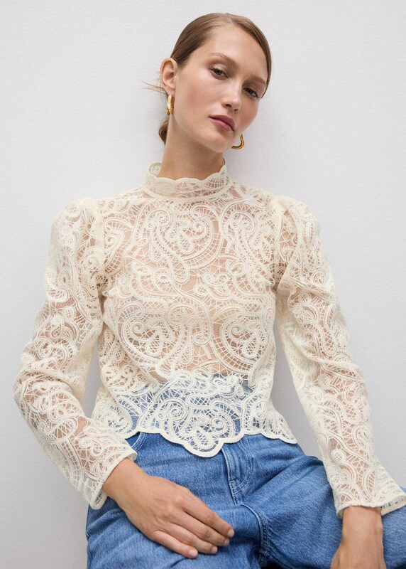 MANGO Blouse 'Scala' in Light Beige