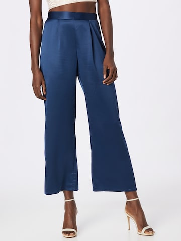 Wallis Wide leg Pleat-Front Pants in Blue: front