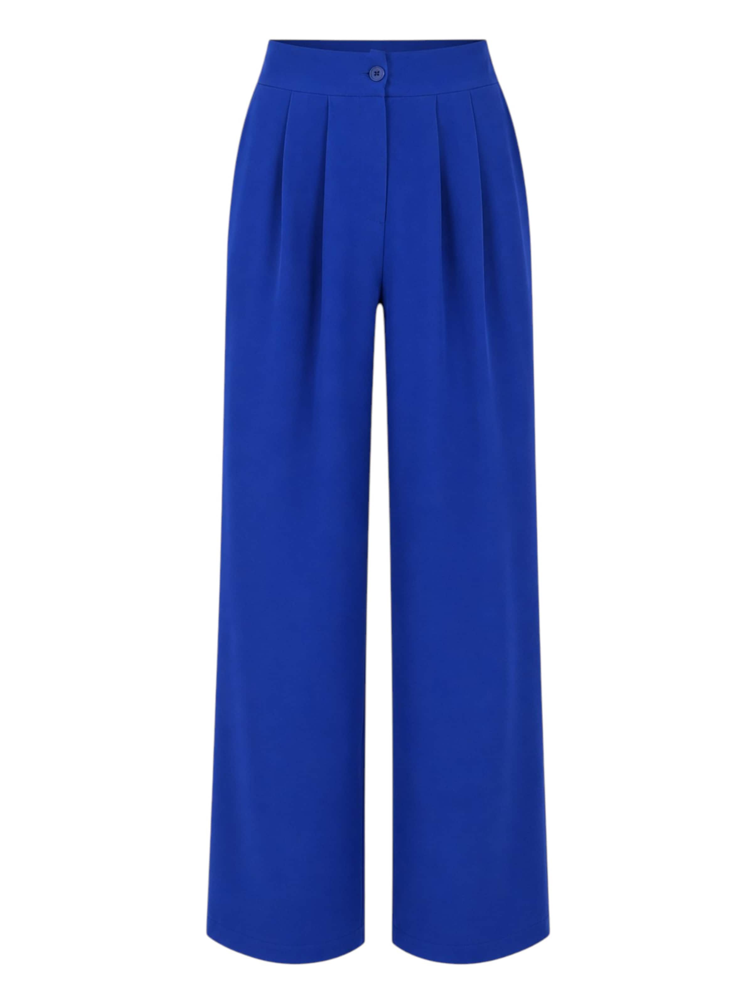 fashionshowcase Wide Leg Bukser med lægfolder 'ALYA' i blå: forside