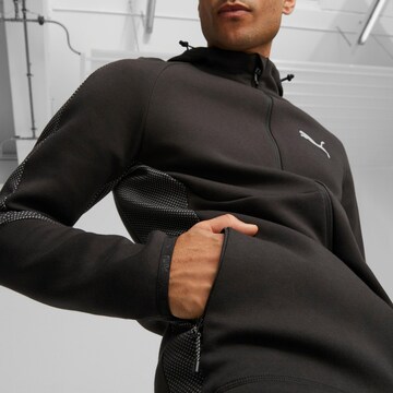 PUMA Athletic Zip-Up Hoodie 'EvoStripe' in Black