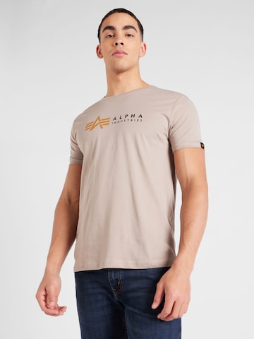T-Shirt ALPHA INDUSTRIES en beige : devant