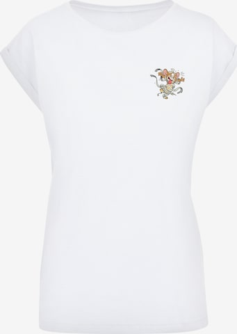 F4NT4STIC Shirt 'Tom And Jerry Faux Pocket Mummy Jerry' in Wit: voorkant
