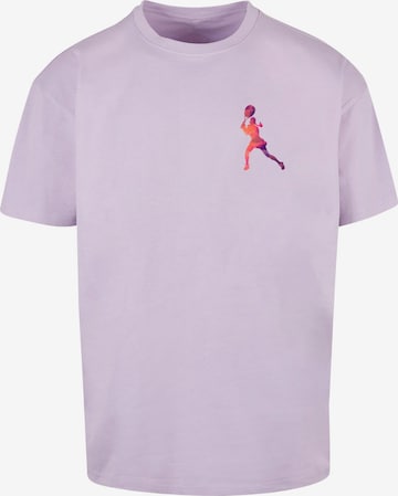 Merchcode Shirt 'Tennis Woman Silhouette' in Lila: voorkant