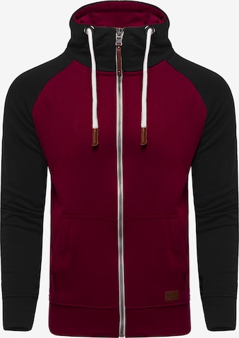 behype Zip-Up Hoodie 'Henray' in Red: front