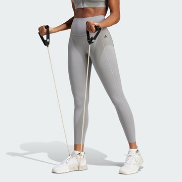 ADIDAS PERFORMANCE Skinny Workout Pants 'Optime Power' in Grey: front