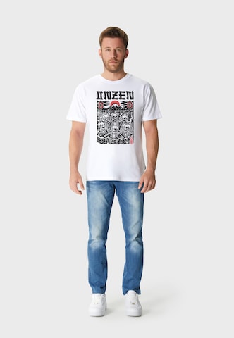 Oldskull Shirt 'Asian Onzen Skull Party Graphic' in White