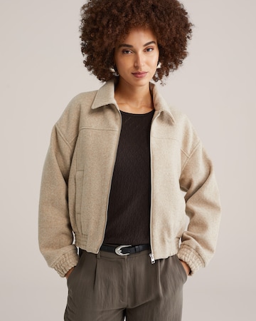 WE Fashion Демисезонная куртка в Бежевый: спереди