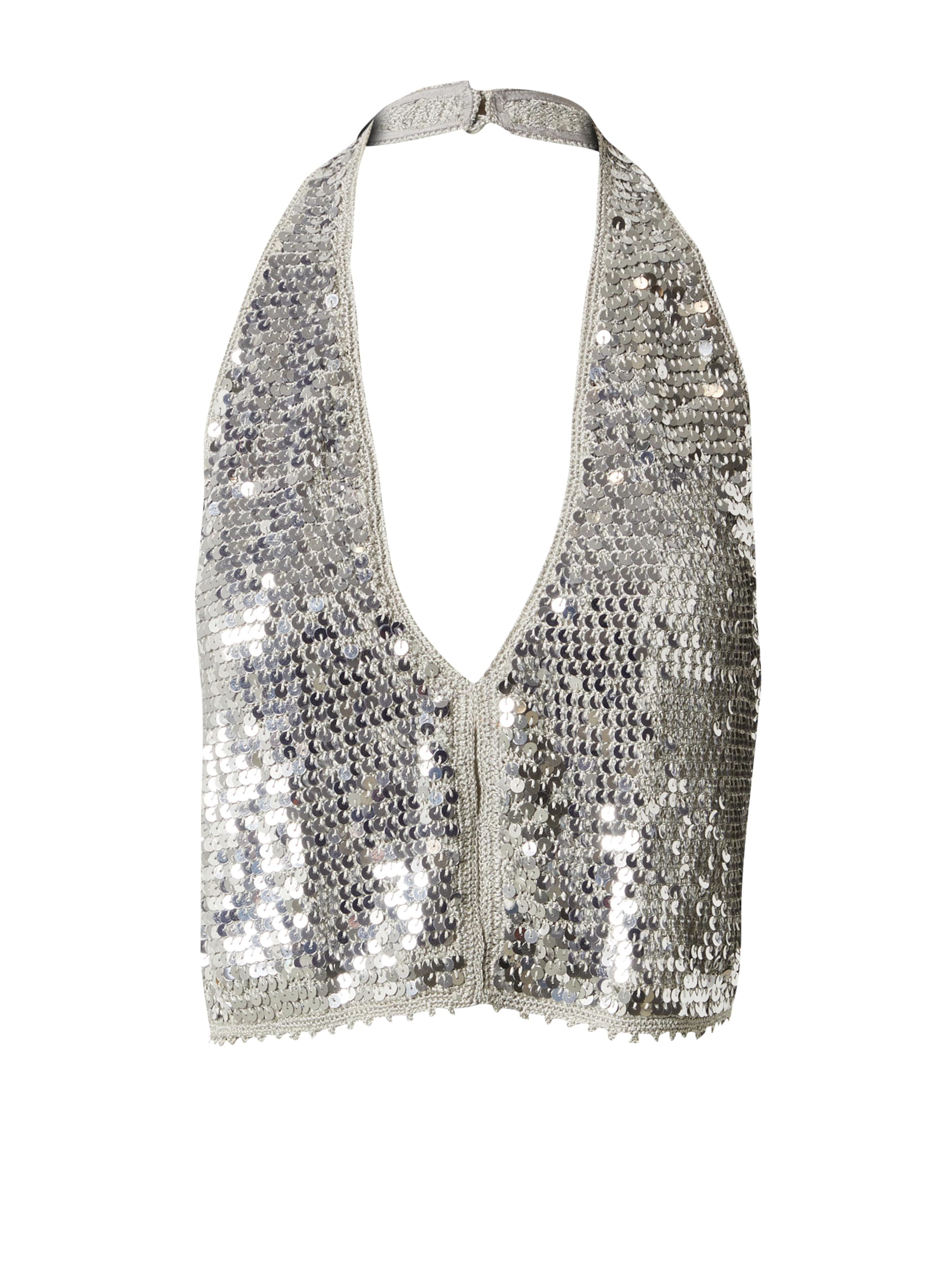 Top brodat RÆRE by Lorena Rae pe gri / gri argintiu, Vizualizare produs