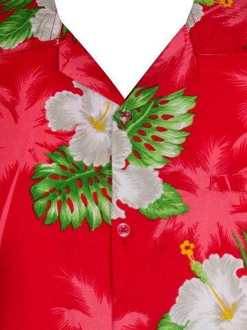 King Kameha Regular fit Button Up Shirt 'Small Flower' in Red