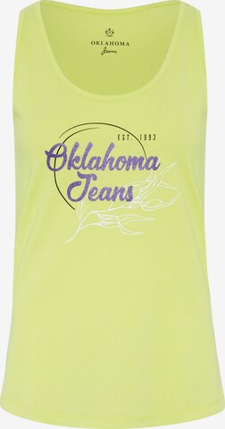 Oklahoma Jeans Tanktop ' mit Label- und Natur-Print ' in Gelb: predná strana