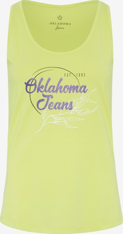Oklahoma Jeans Tanktop ' mit Label- und Natur-Print ' in Gelb: predná strana