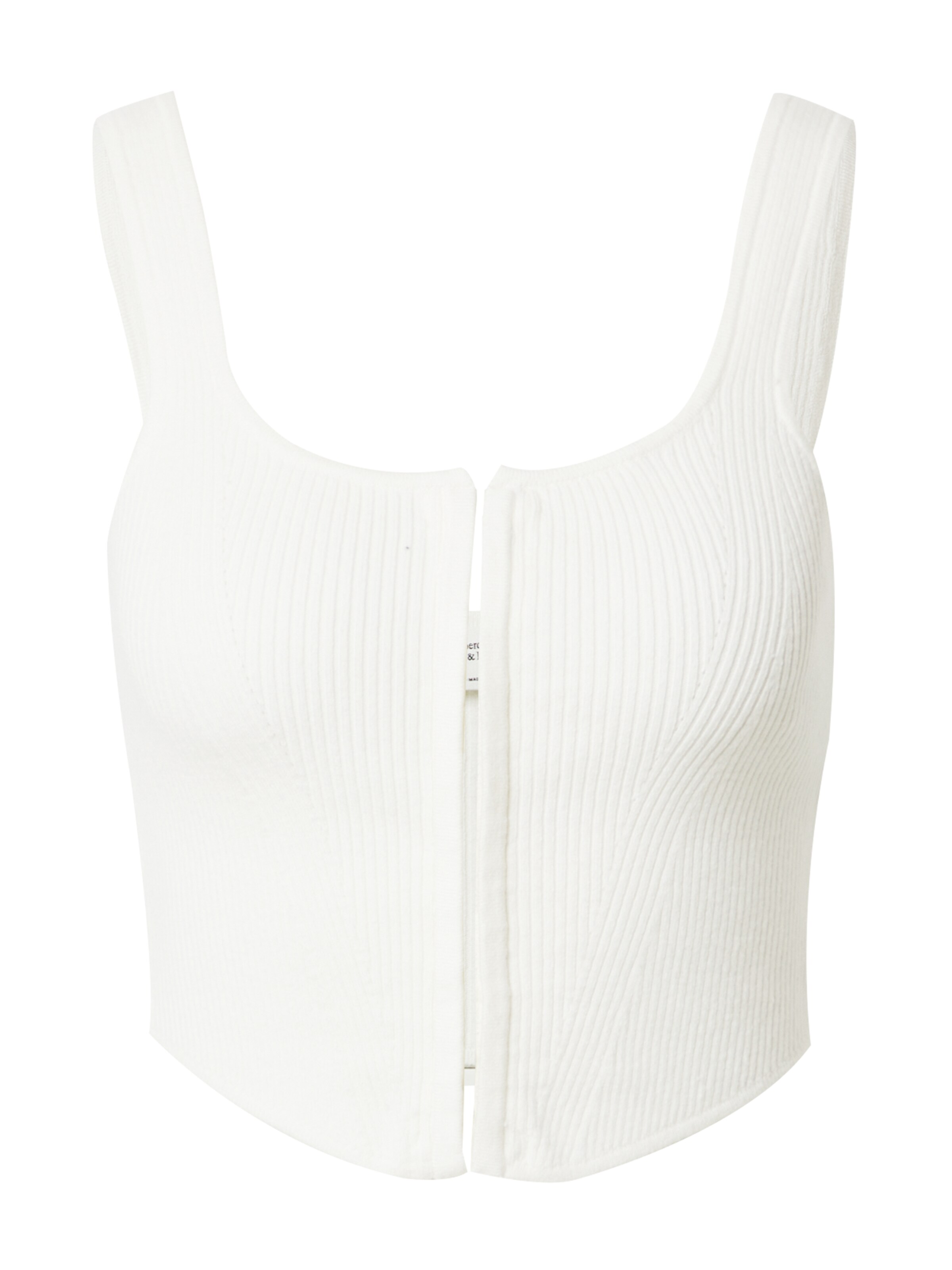 Top brodat de la Abercrombie & Fitch pe bej: față