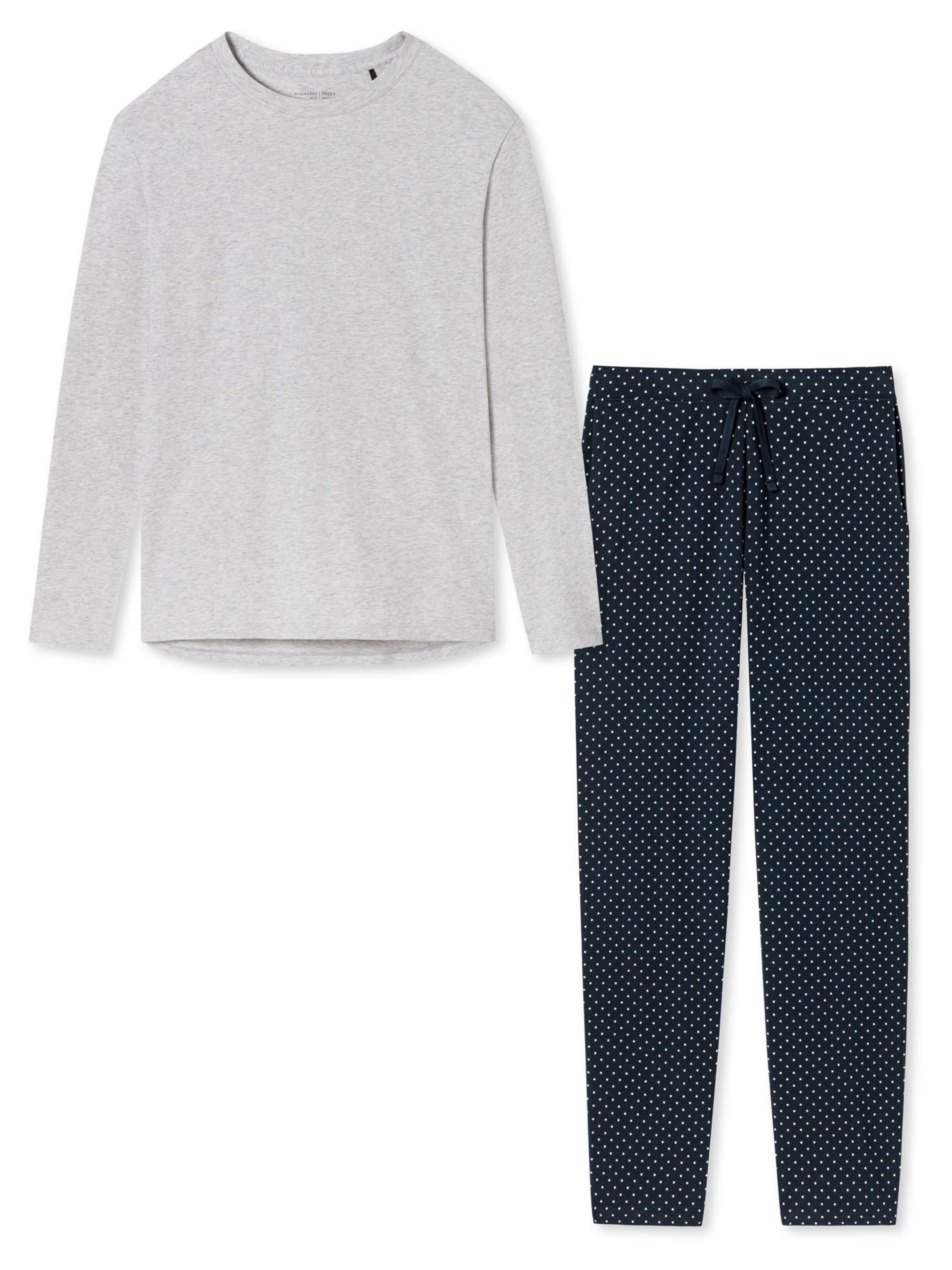 SCHIESSER Pyjama 'Organic Cotton' in Blauw: voorkant