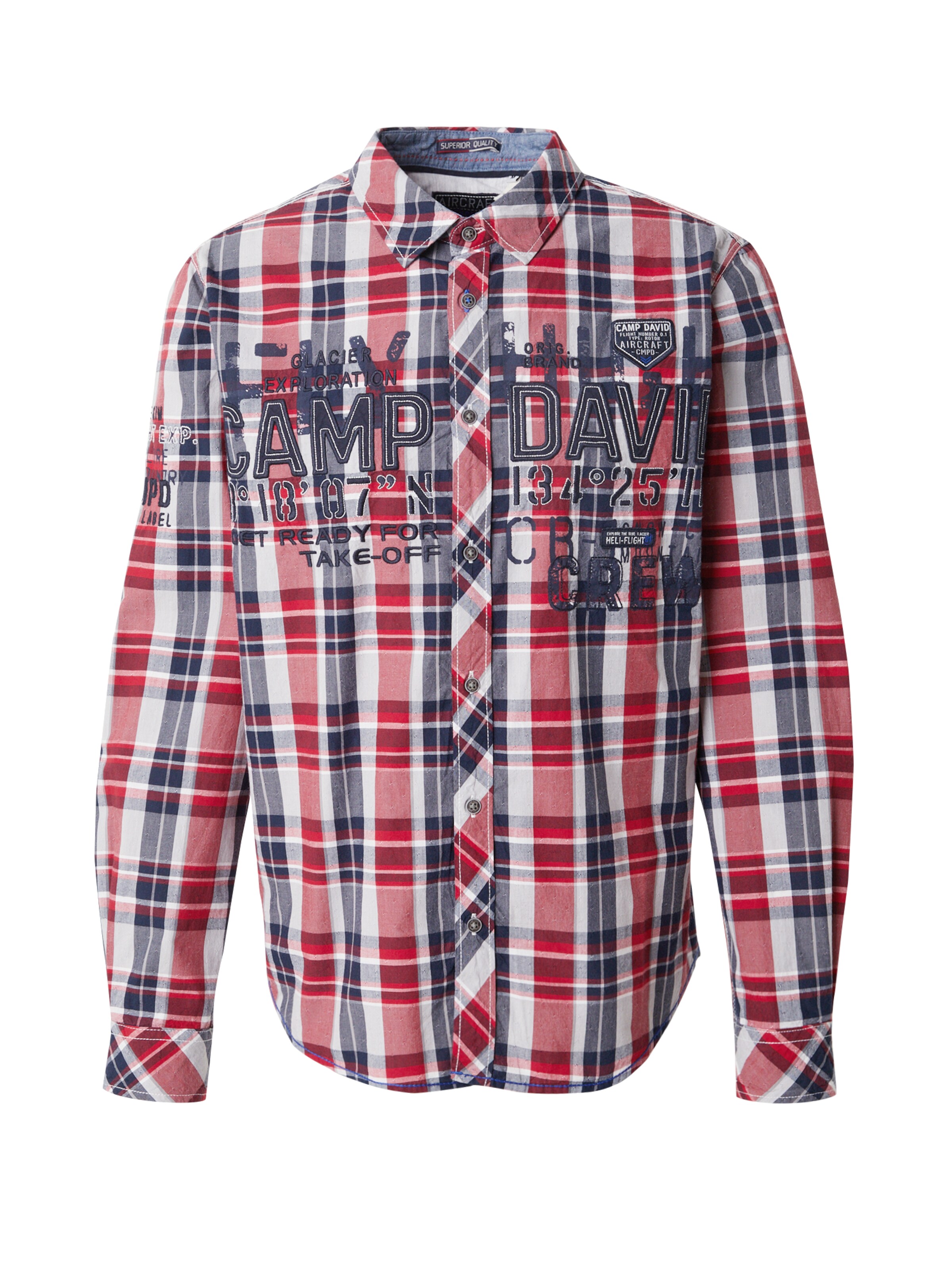 CAMP DAVID Regular Fit Skjorte 'Heli Flight' i rød: forside