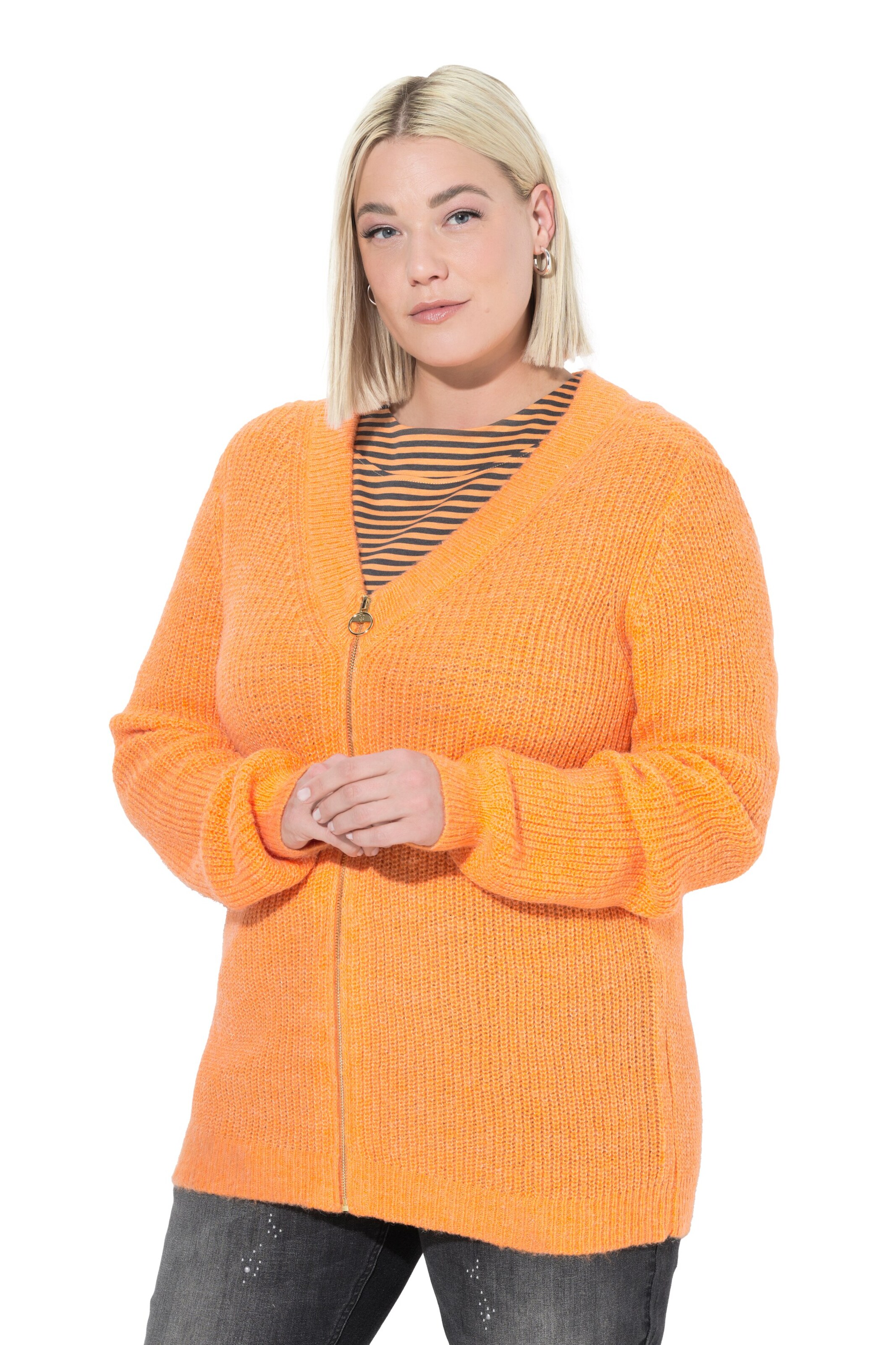 Ulla Popken Knit cardigan in Orange: front