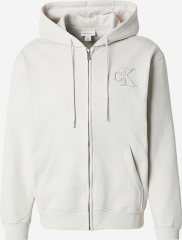 Calvin Klein Jeans - Sudadera con cremallera en blanco: frente