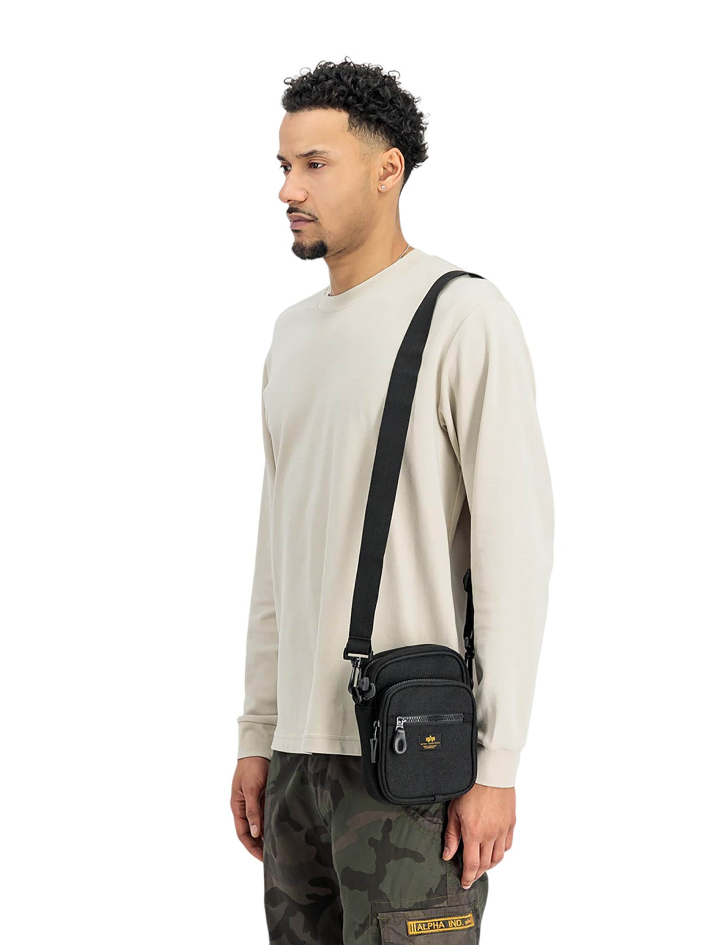ALPHA INDUSTRIES Taška přes rameno – černá: přední strana