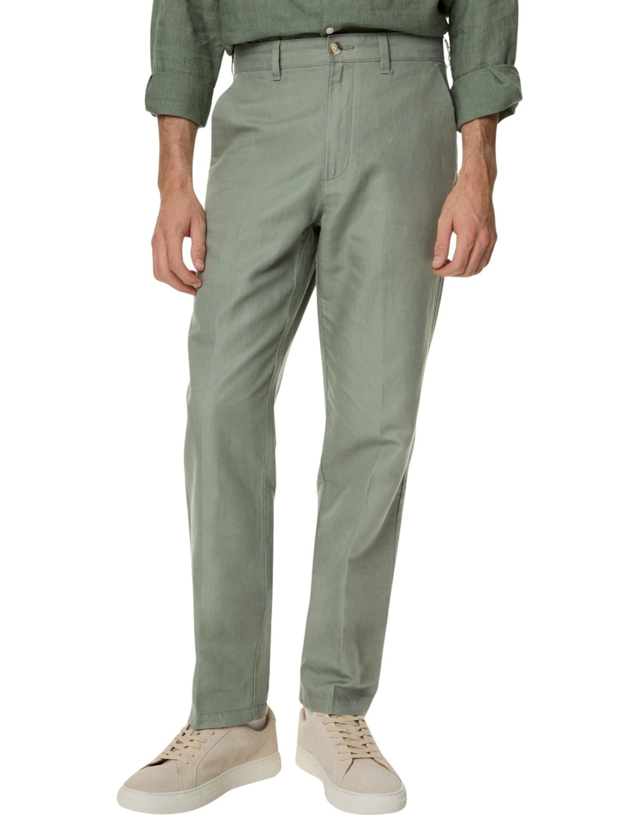regular Pantaloni con piega frontale di Marks & Spencer in verde: frontale
