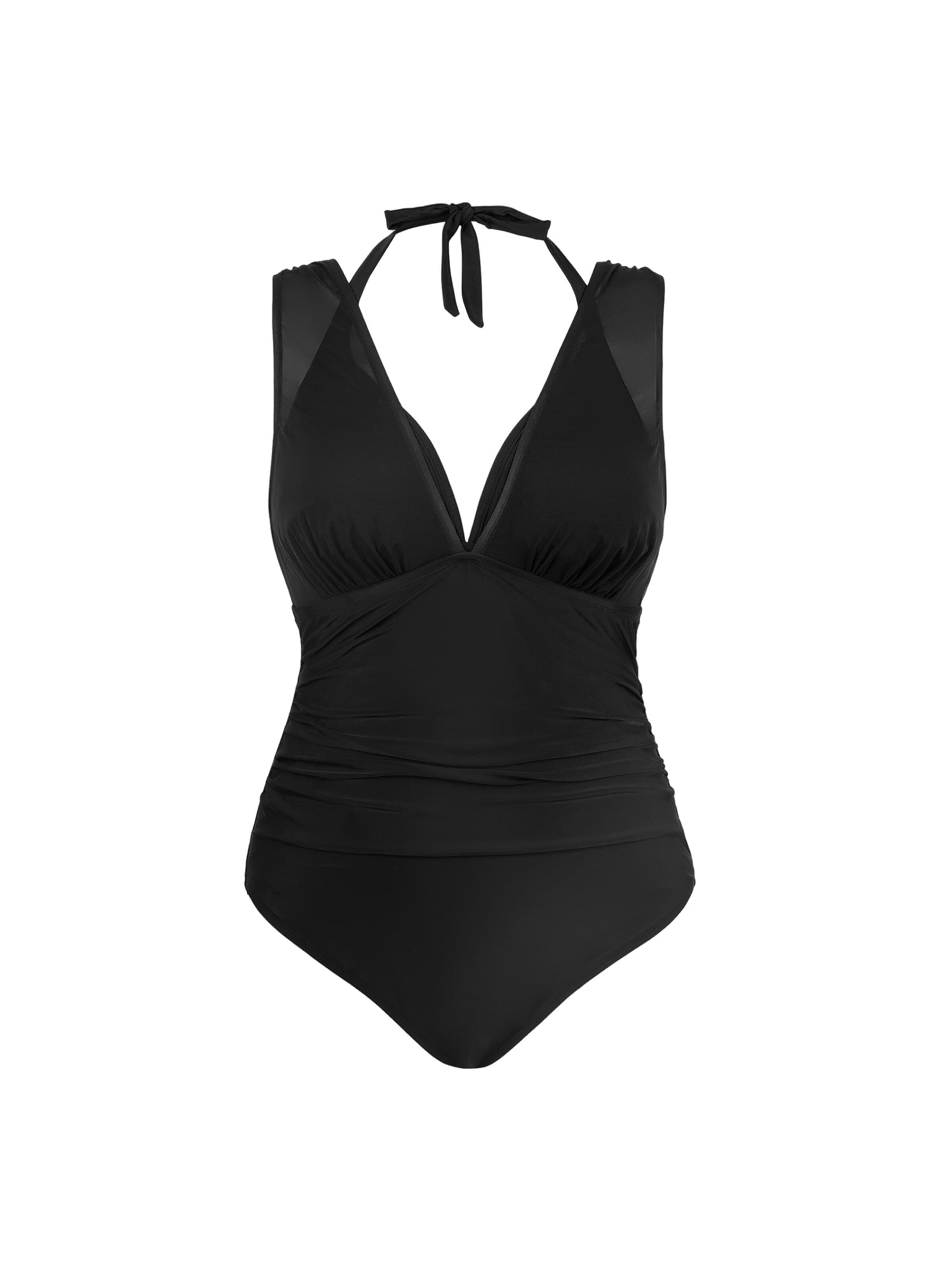Cupshe Bustier Badeanzug 'Halter straps'‌‌‌‌‌‌‌‌ in Schwarz: Vorderseite