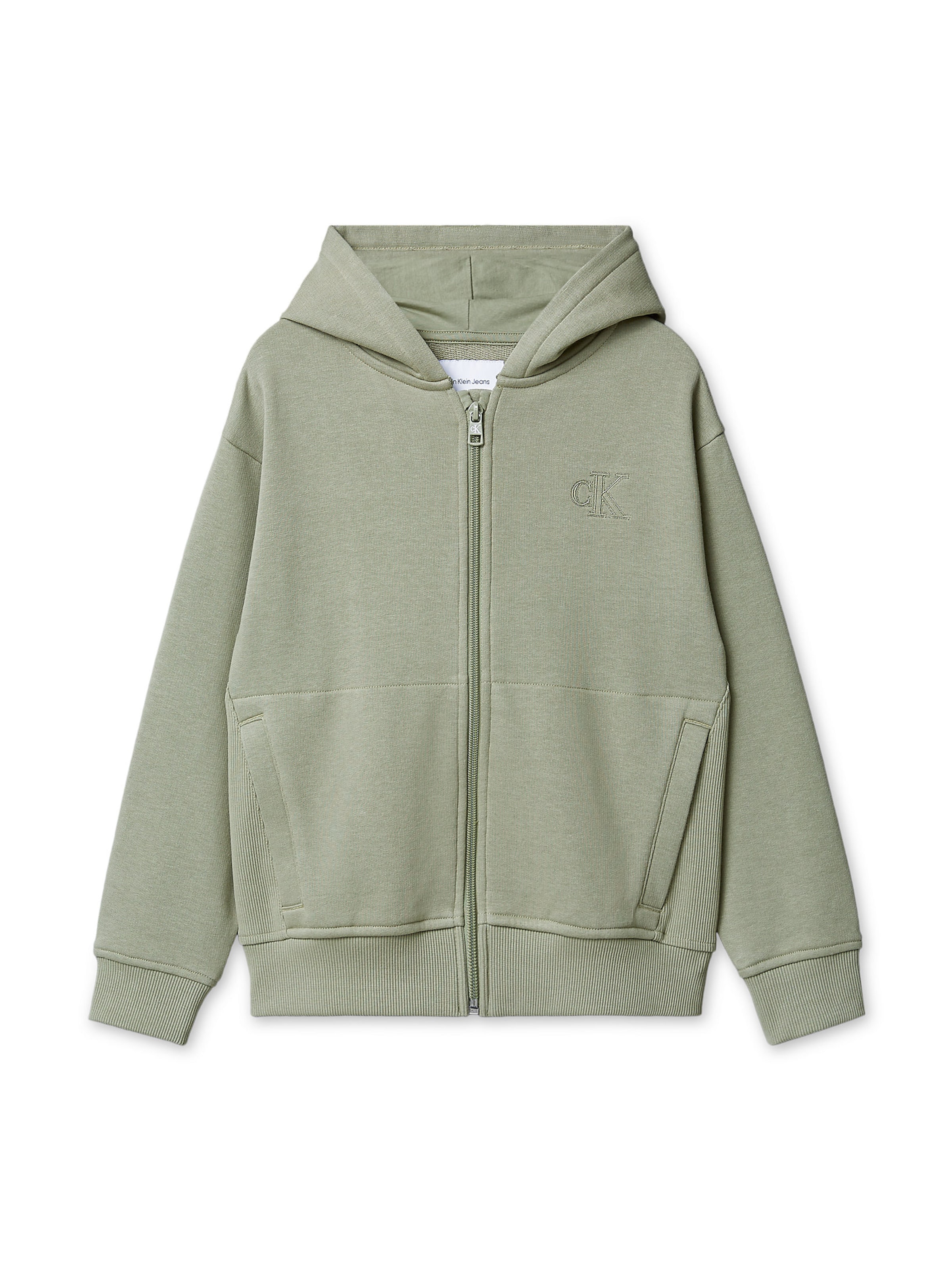 Calvin Klein Jeans Sweatjacke in Grün: Vorderseite