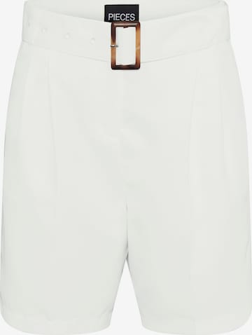 PIECES Normální Kalhoty se sklady v pase 'CAMERON' – bílá: přední strana