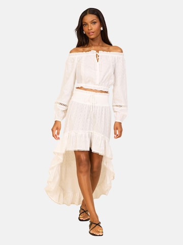 Camicia da donna 'Bardot' di Lipsy in bianco: frontale
