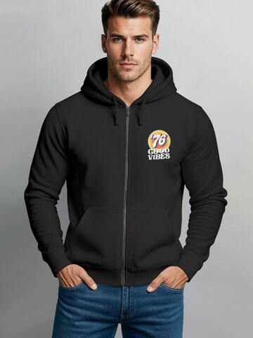 Neverless Zip-Up Hoodie 'Good Vibes '76' in Black