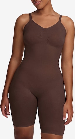 cfab by creamy fabrics Shapingbody 'Bodysuit Sculpting Shapewear mit Shorts' in Bruin: voorkant