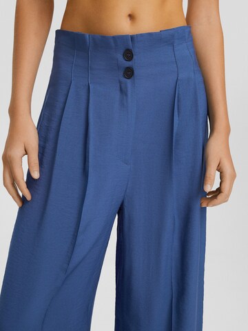 Bershka Wide leg Bandplooibroek in Blauw