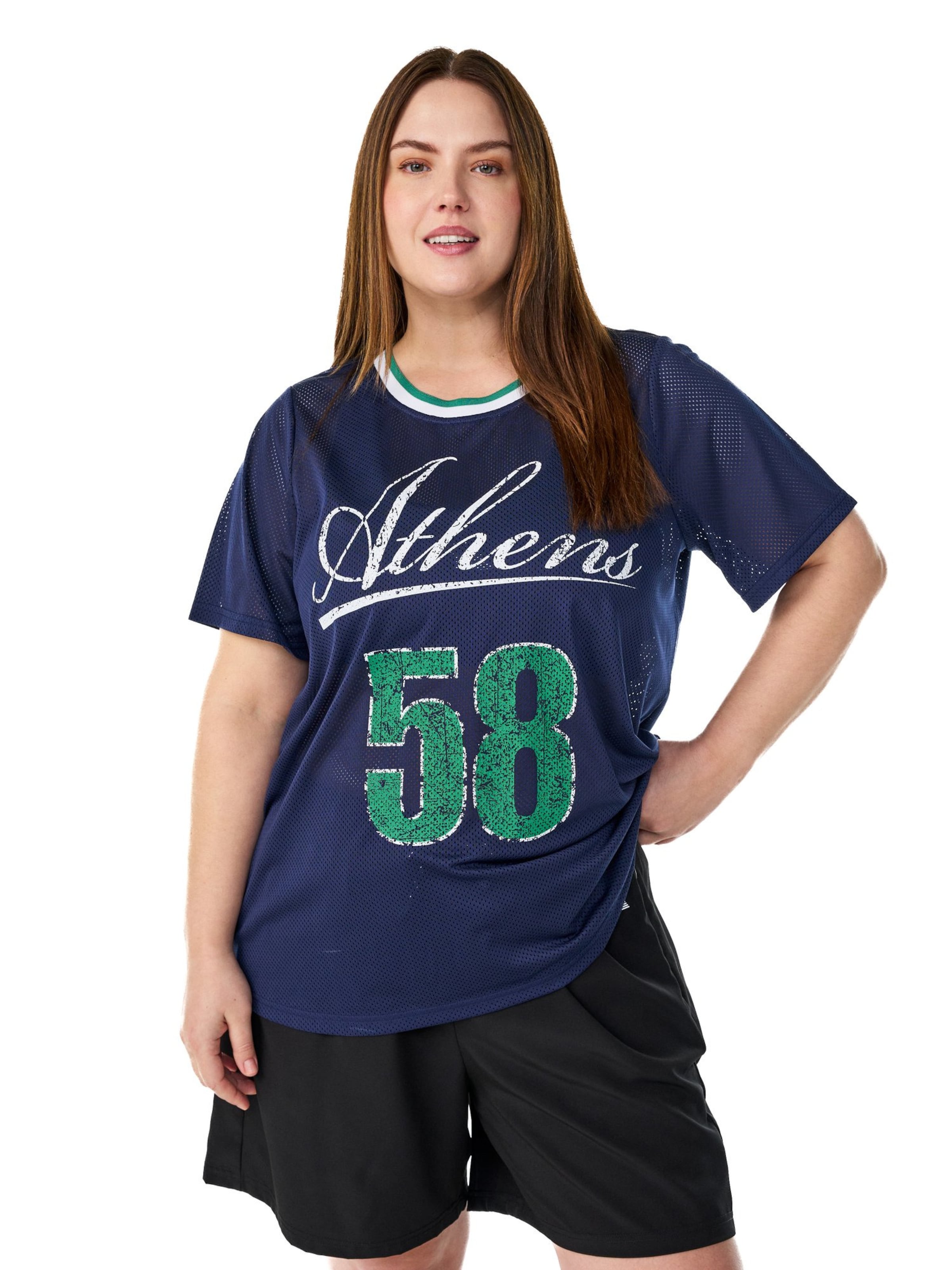 T-shirt fonctionnel 'Tani' Active by Zizzi en bleu : devant