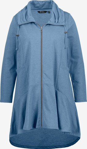 Ulla Popken Zip-Up Hoodie in Blue: front