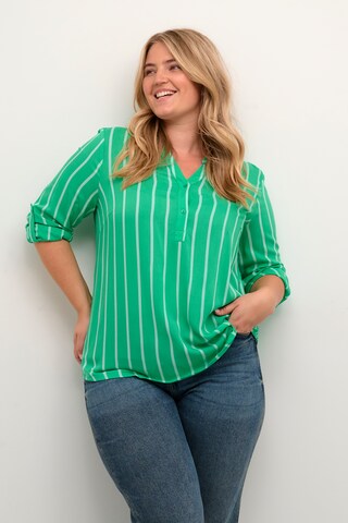 KAFFE CURVE Blouse 'Sida' in Groen: voorkant