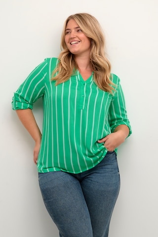 KAFFE CURVE Blouse 'Sida' in Groen: voorkant