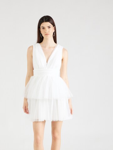 Gina Tricot Koktejlové šaty – bílá: přední strana