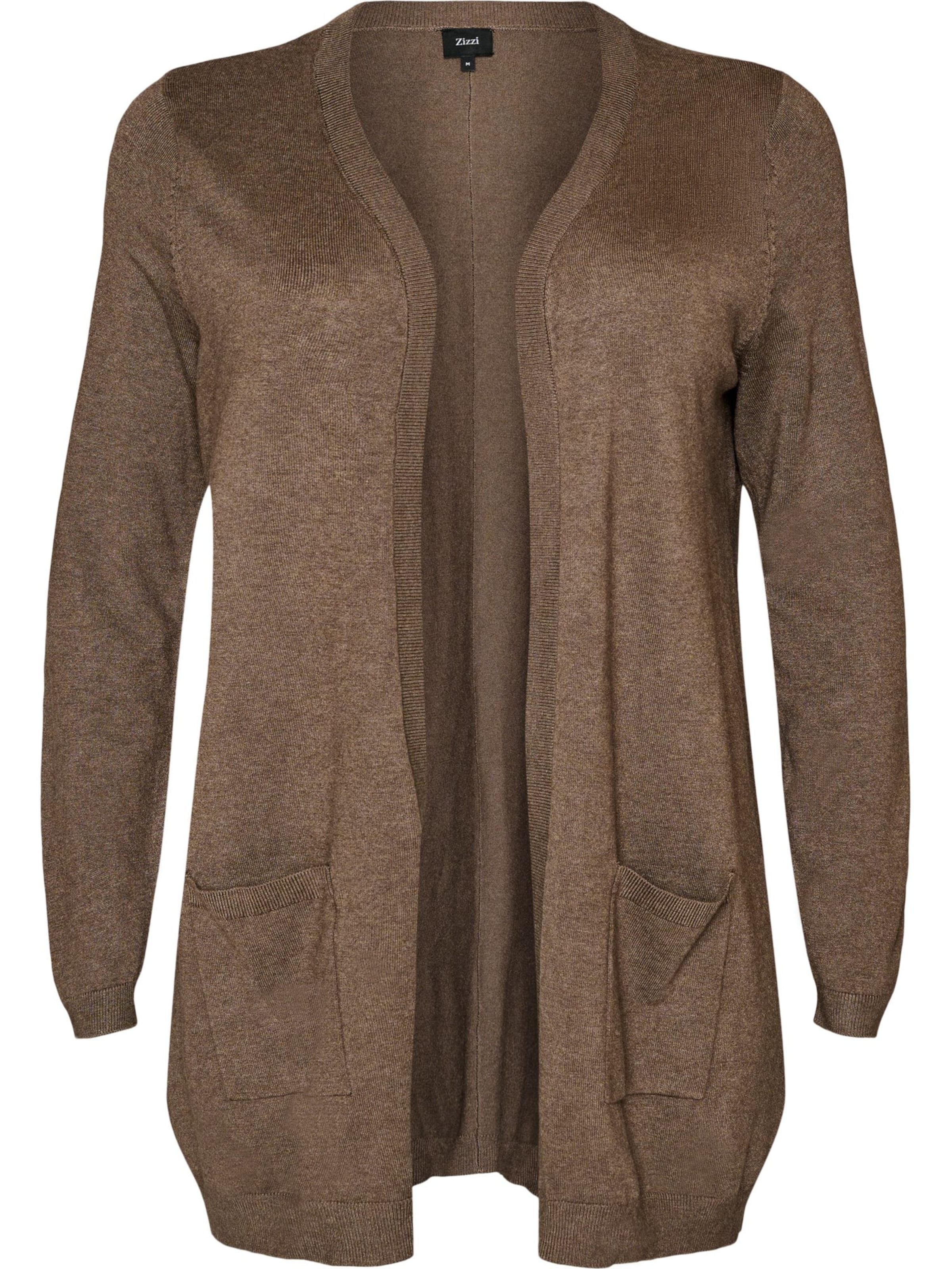 Zizzi Gebreid vest 'MCARRIE' in Bruin: voorkant