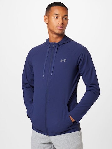 UNDER ARMOUR Trainingsjack 'Perforated' in Blauw: voorkant