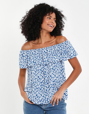 Threadbare Blouse 'THB Coronation Bardot Top' in Blue: front