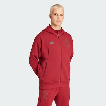 ADIDAS PERFORMANCE Athletic Zip-Up Hoodie 'Belgium Travel' in Red: front