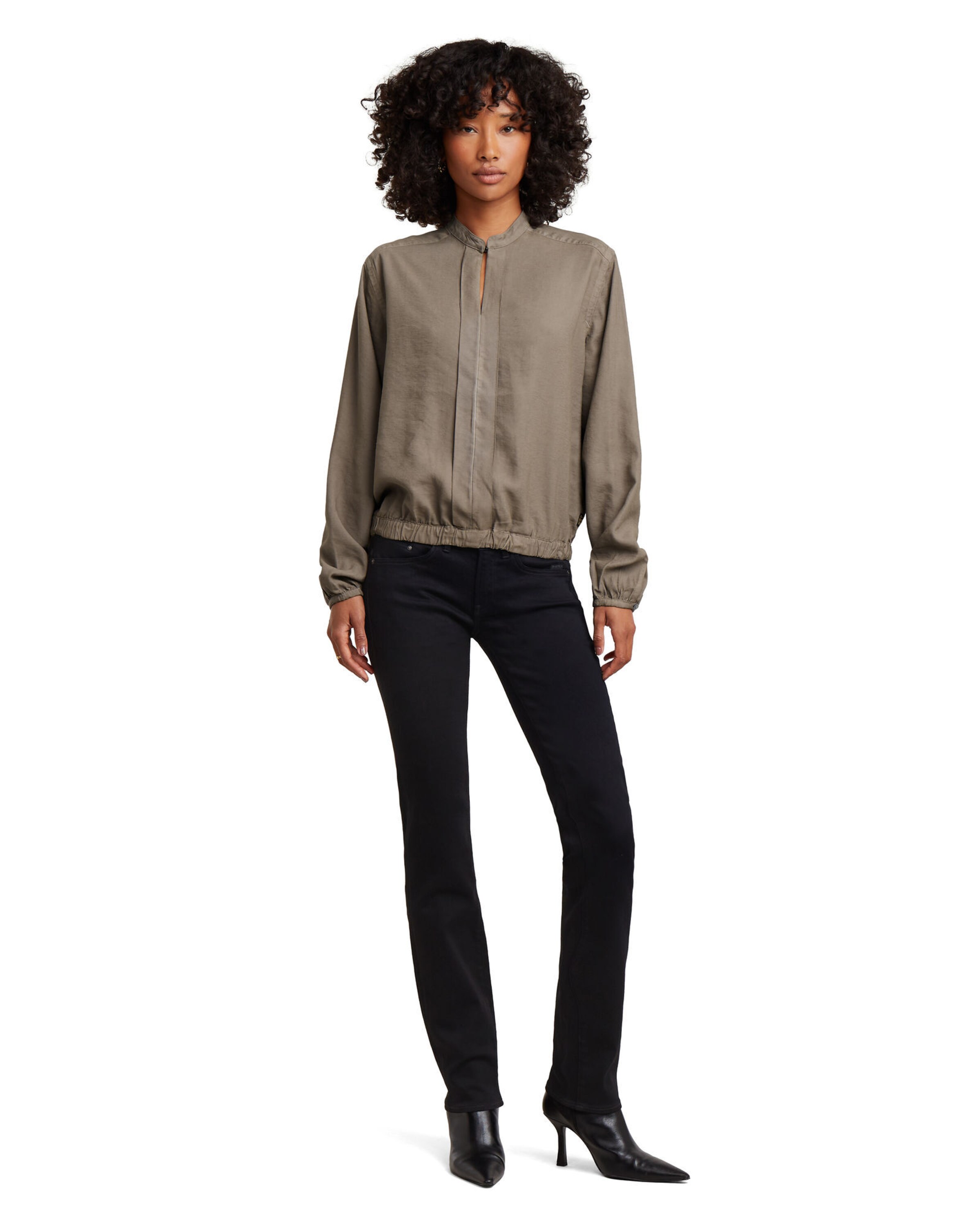 G-STAR Shirts 'Stand Up Collar Shirt Long Sleeve' in Braun