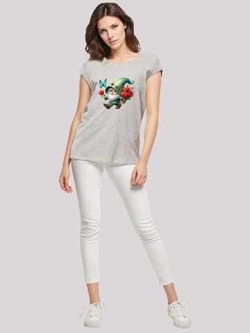F4NT4STIC Shirt 'Gnom Frühling Blumen Schmetterling' in Grijs