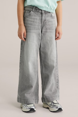 WE Fashion Широкий Джинсы в Серый: спереди