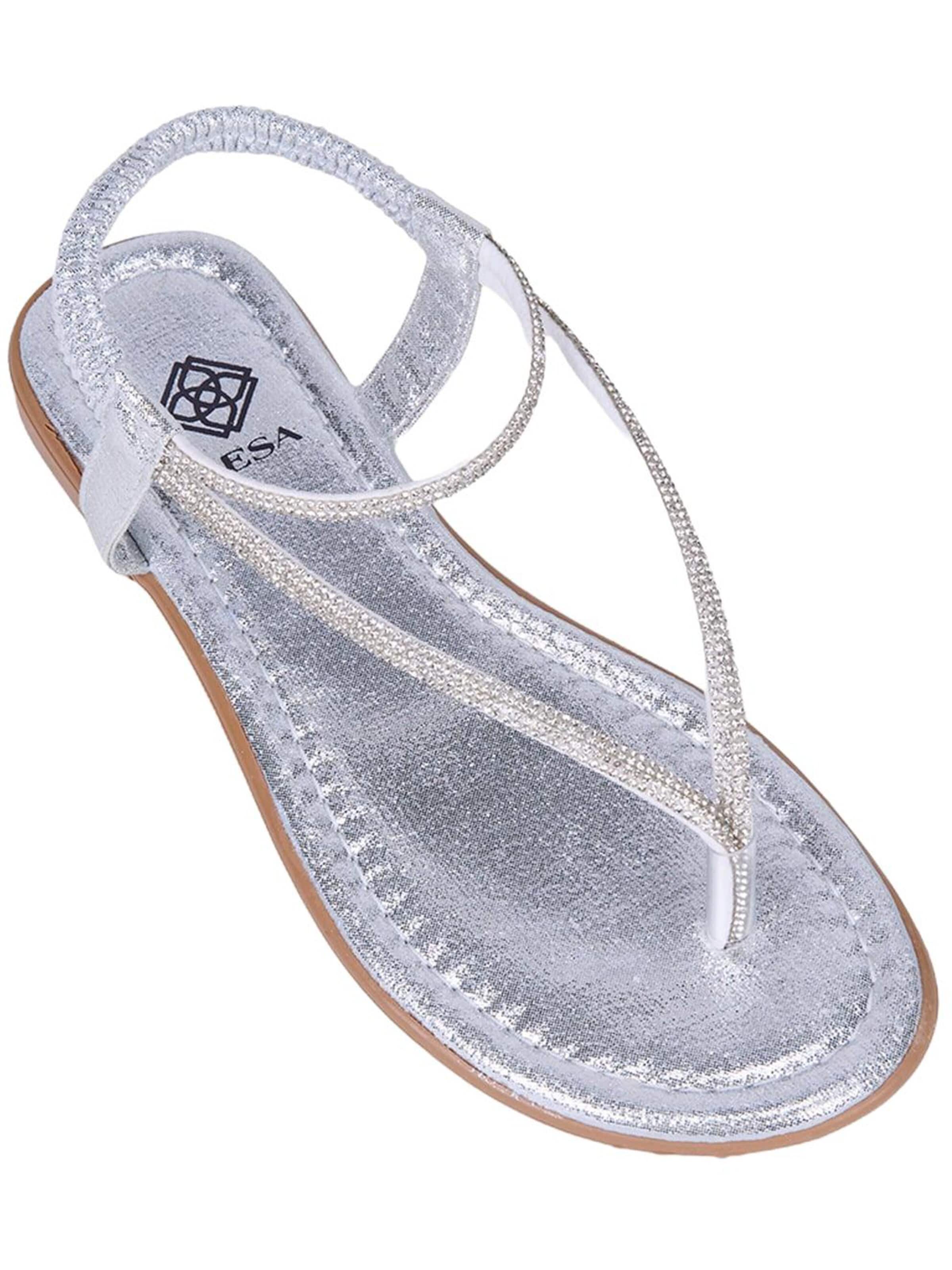 Desa - Sandalias de dedo 'Zehenstegsandalen' en plata: frente