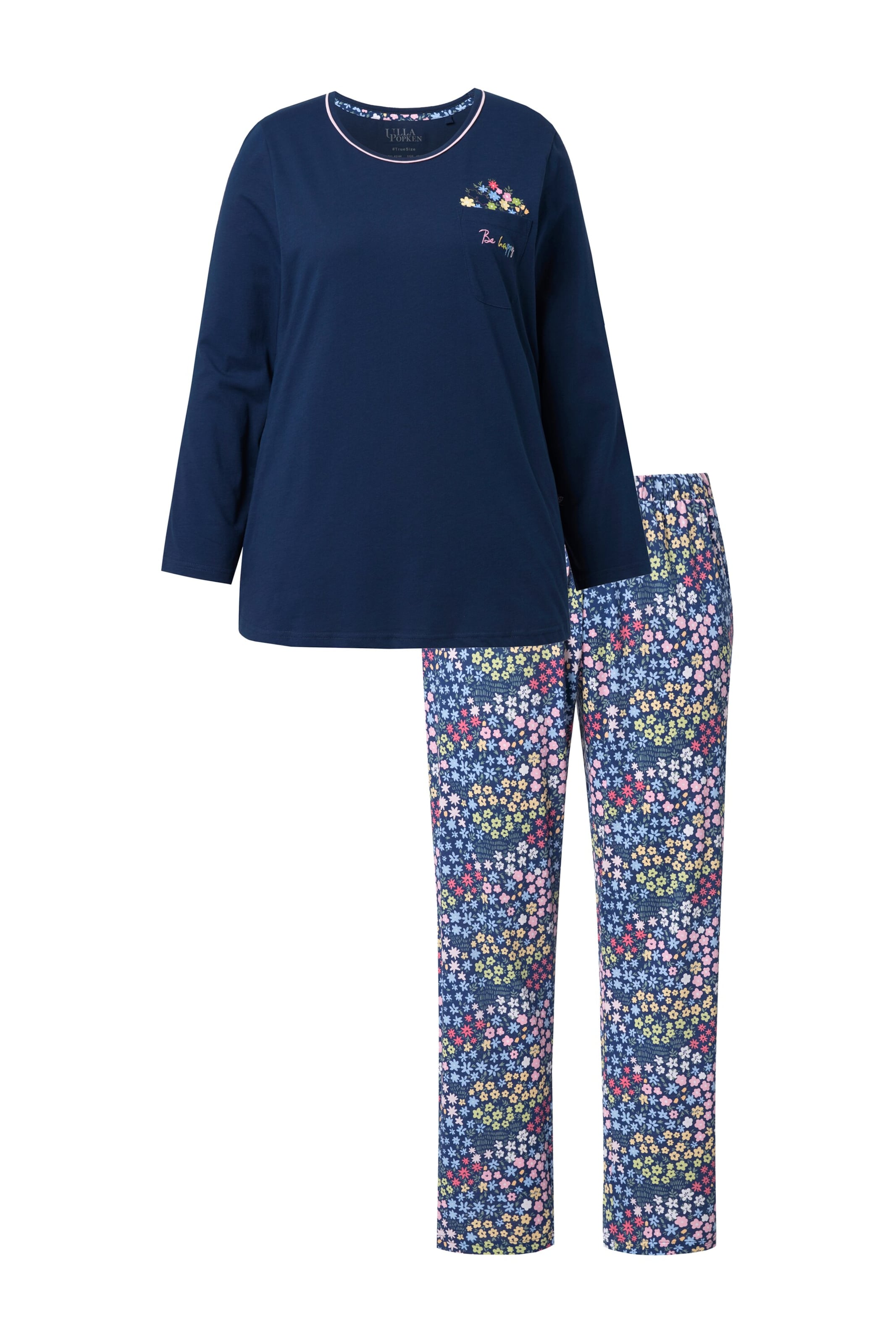 Ulla Popken Pyjamabroek in Blauw: voorkant