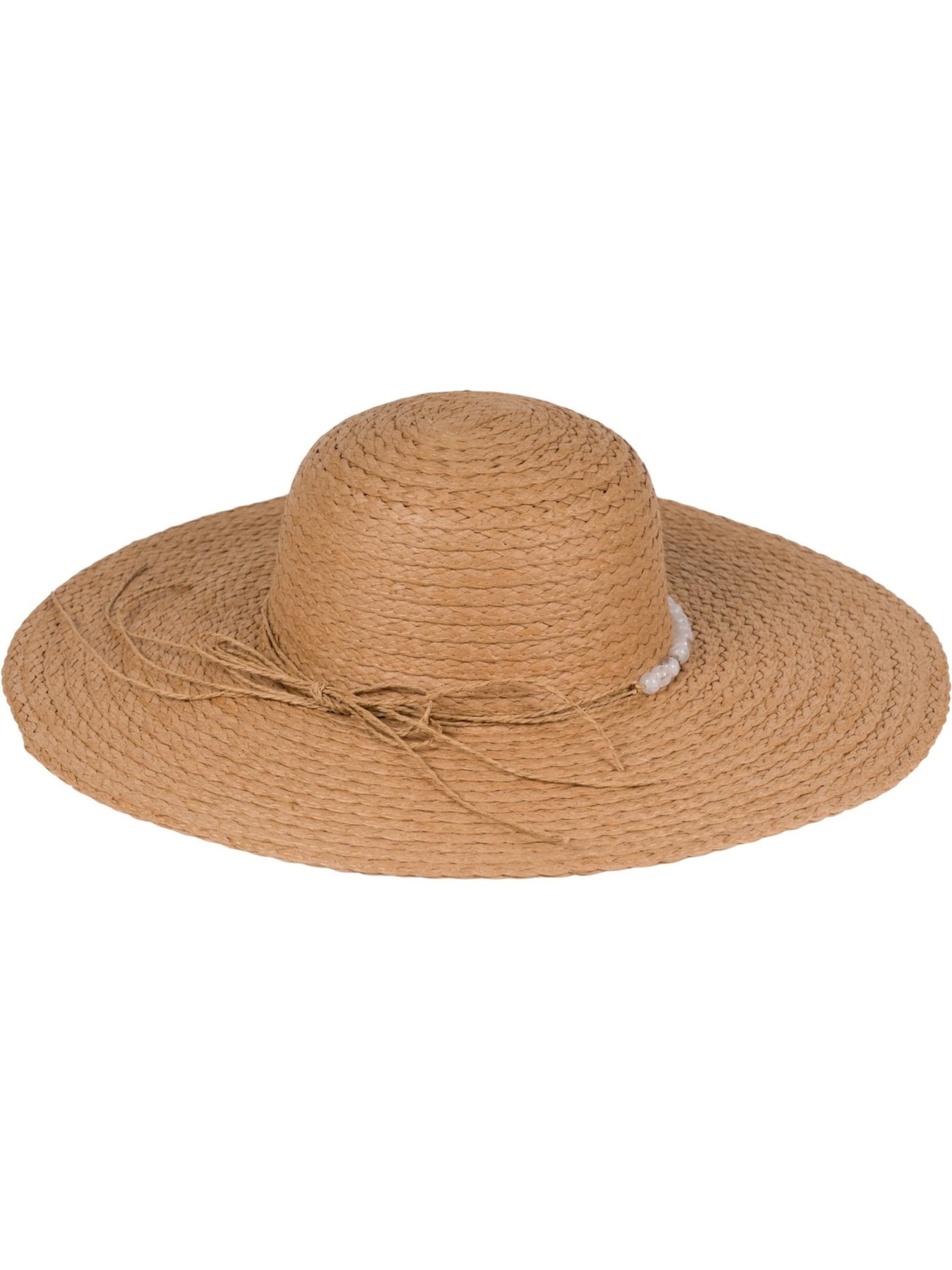 styleBREAKER Hut 'Papierstroh Sonnenhut Perlen Hutband'‌‌‌‌‌‌‌‌‌ in Braun