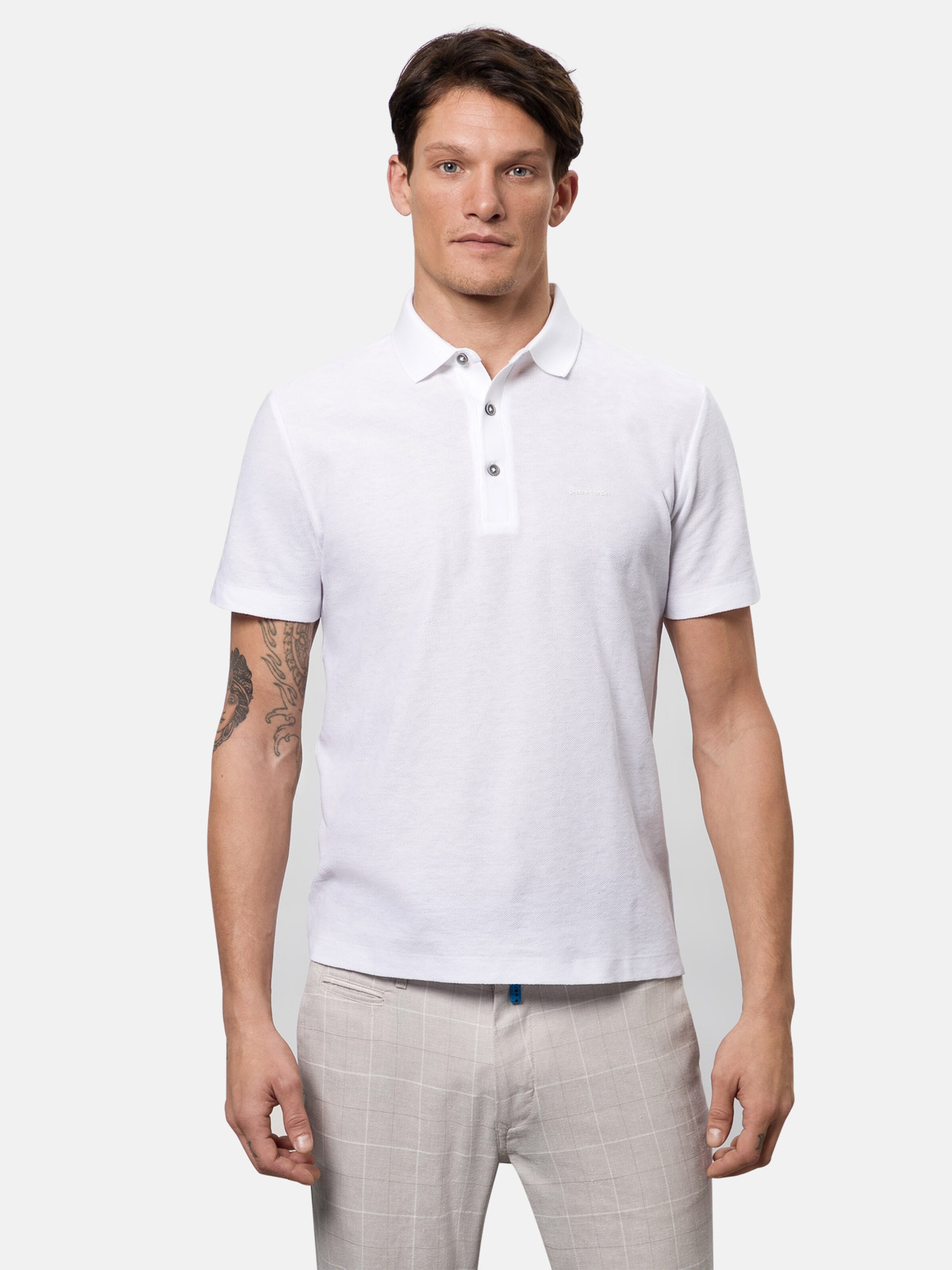Männer Große Größen PIERRE CARDIN Shirt in Weiß - DJ01525