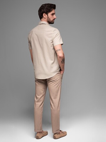 Ombre Comfort fit Overhemd 'OM-SHSS-0167' in Beige