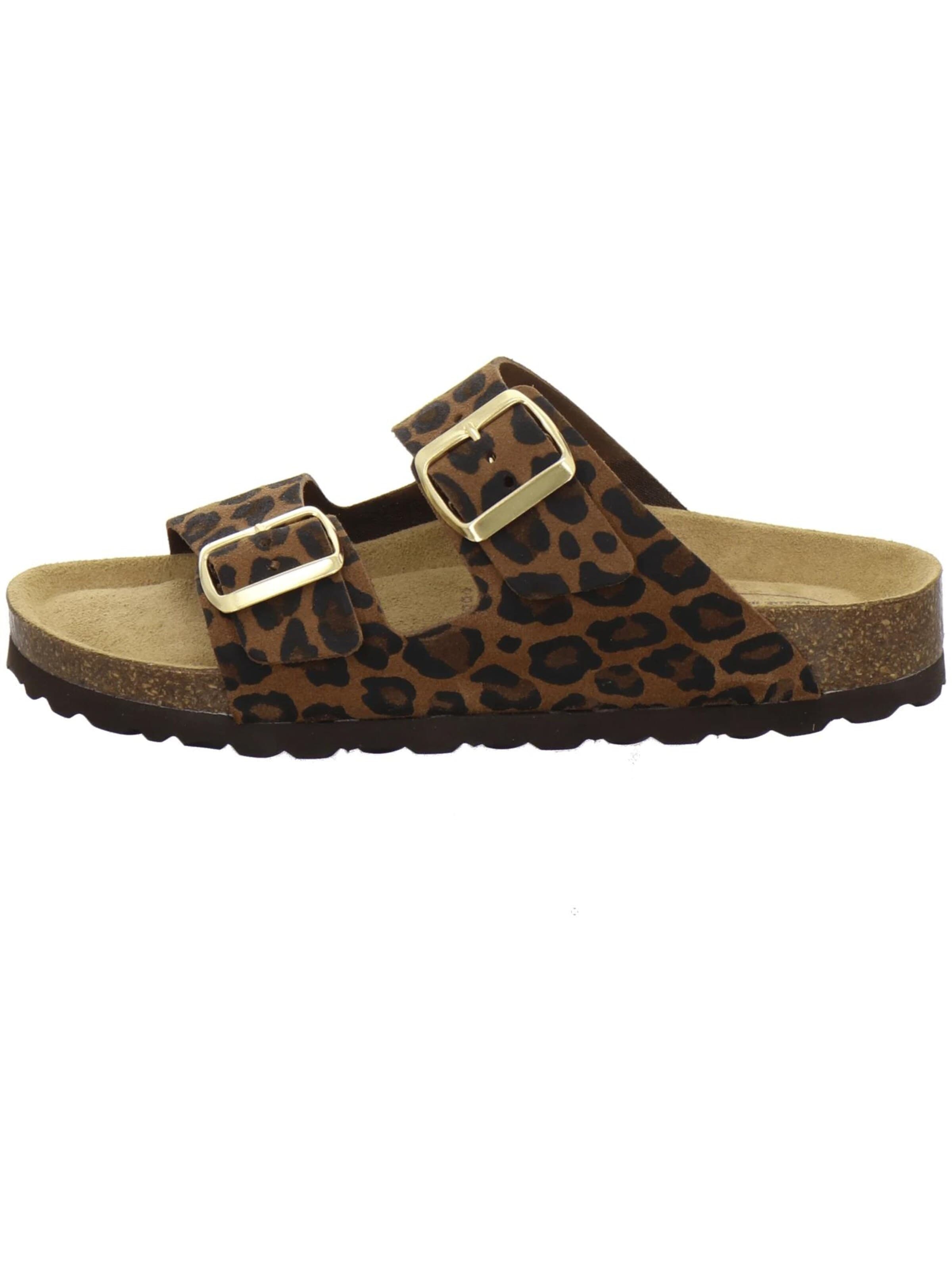 AFS-Schuhe Pantolette 'Pantoletten Damen Zweischnaller leo-braun'‌‌‌‌ in Braun